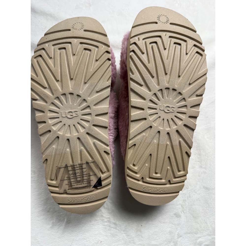 UGG Fuzz Sugar Cross Slide Pink Plush Platform Slippers 1120860 Womens 8 he - Picture 6 of 6